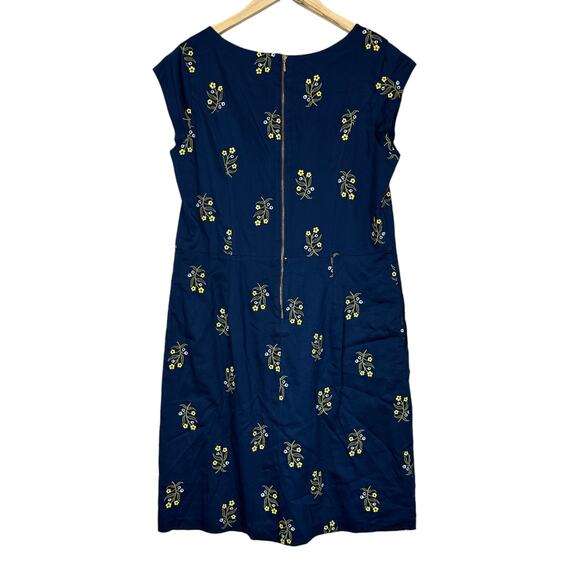 Lands End Dress Womens 12 Blue 100% Cotton Embroidered Floral Cottagecore Boho - Picture 4 of 6